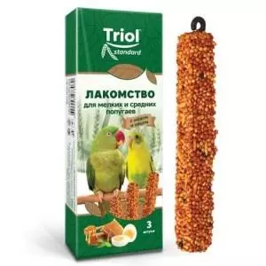 Лакомство Triol Standard для мелких и средних попугаев с мёдом и яйцом (уп. 3 шт) 80г