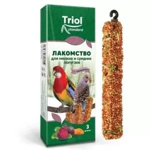 Лакомство Triol Standard для мелких и средних попугаев с овощами (уп. 3 шт) 80г